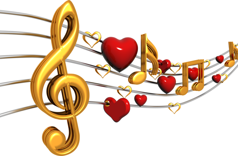 notes de musique en forme de coeur